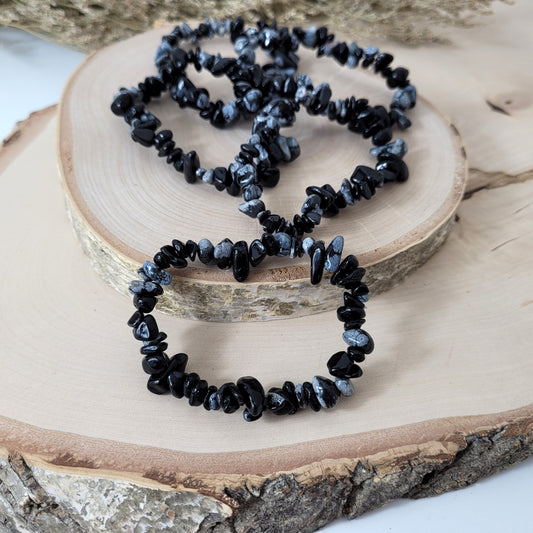 Splitterarmband Schneeflocken Obsidian