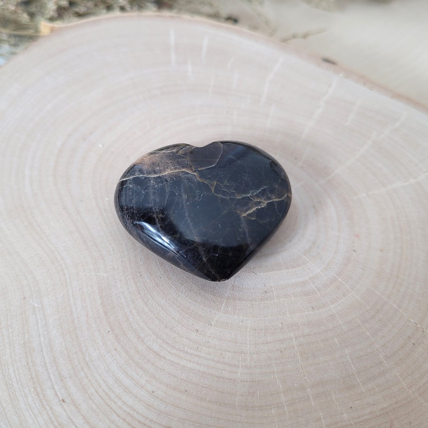 Schwarzer Mondstein Herz 3,4 cm