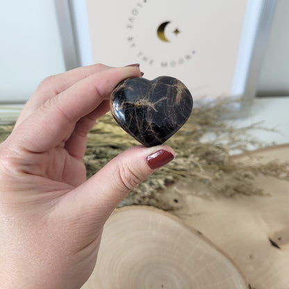 Schwarzer Mondstein Herz 3,4 cm