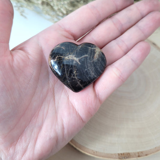 Schwarzer Mondstein Herz 3,4 cm