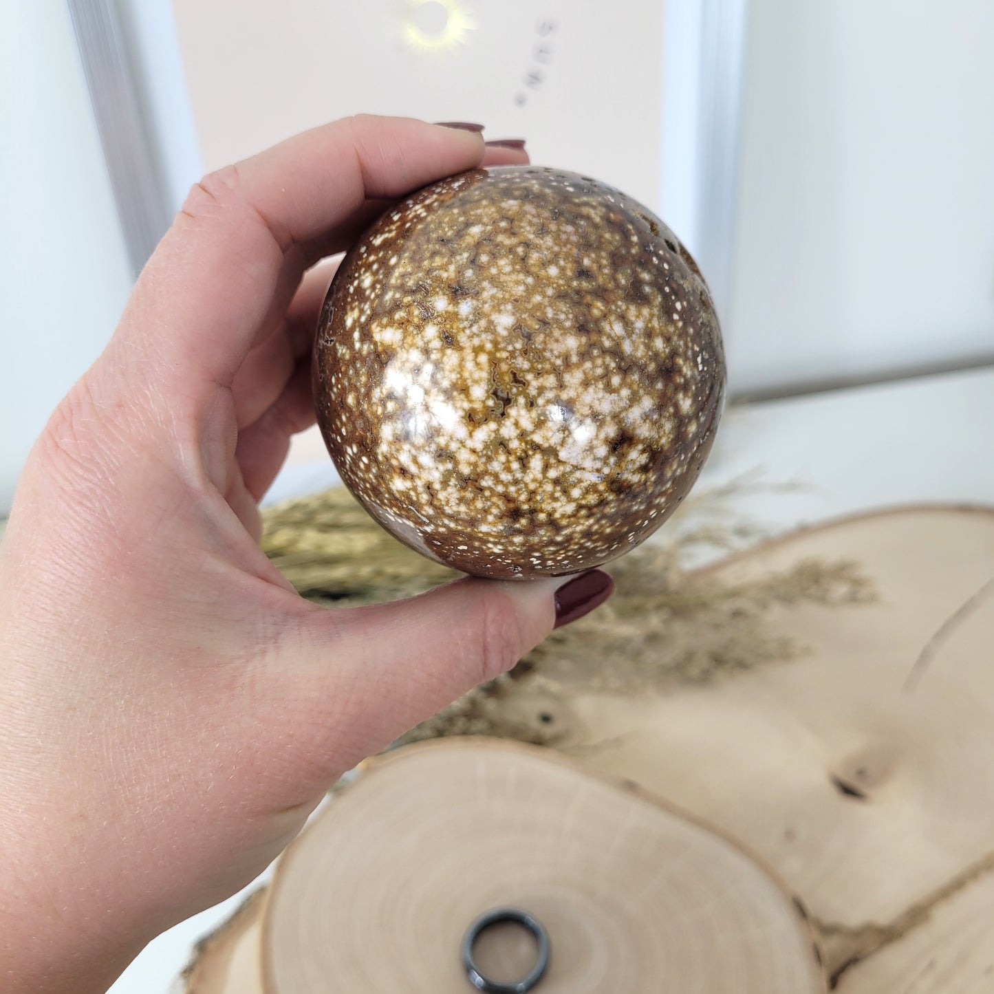 Ozean Jaspis Kugel 6,8cm Durchmesser, 432g