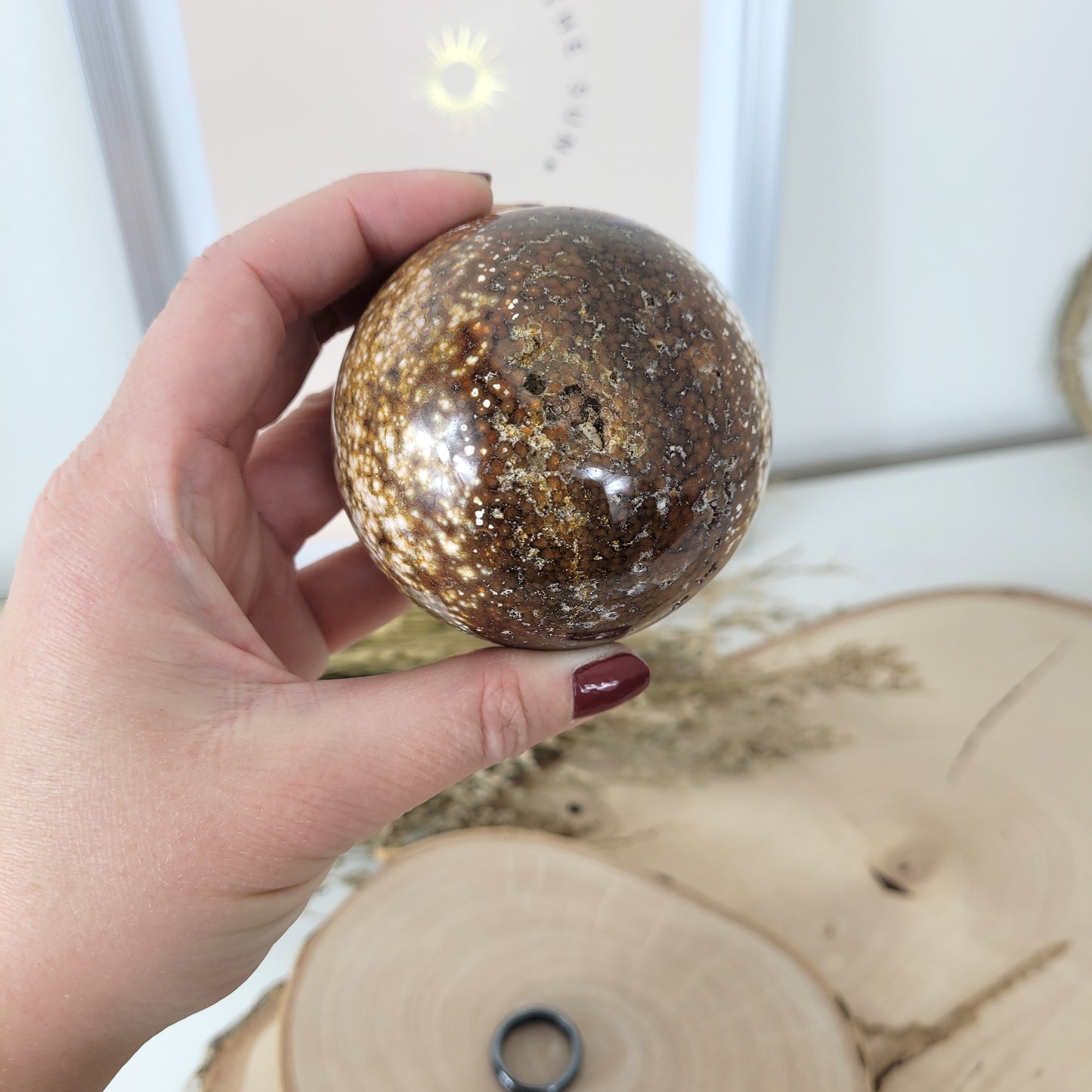 Ozean Jaspis Kugel 6,8cm Durchmesser, 432g