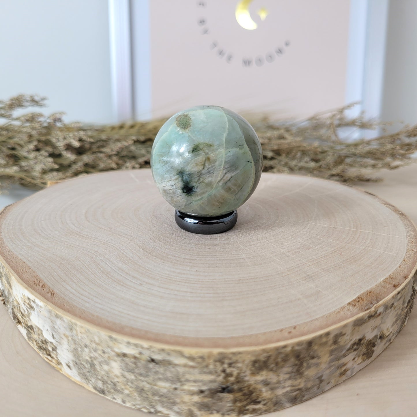 Grüner Mondstein Kugel 3,8cm Durchmesser