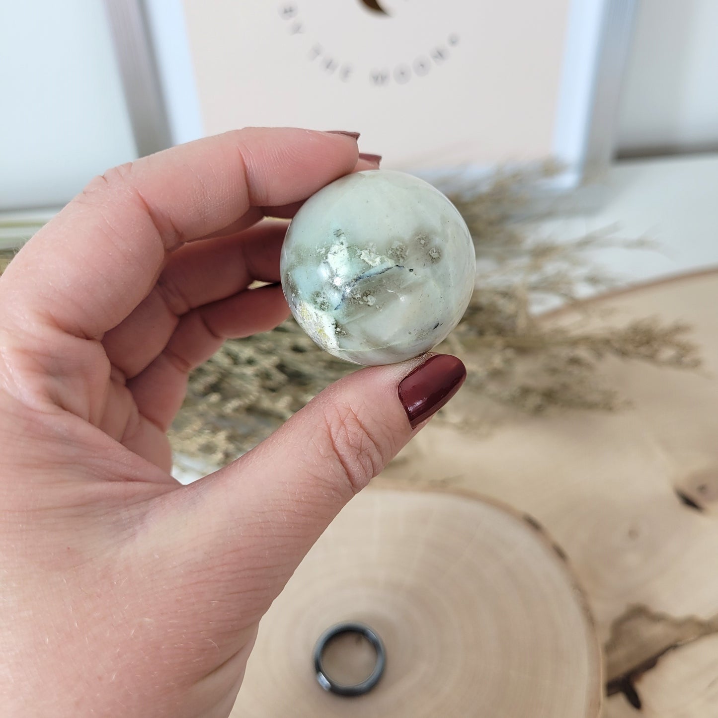 Grüner Mondstein Kugel 3,5cm Durchmesser