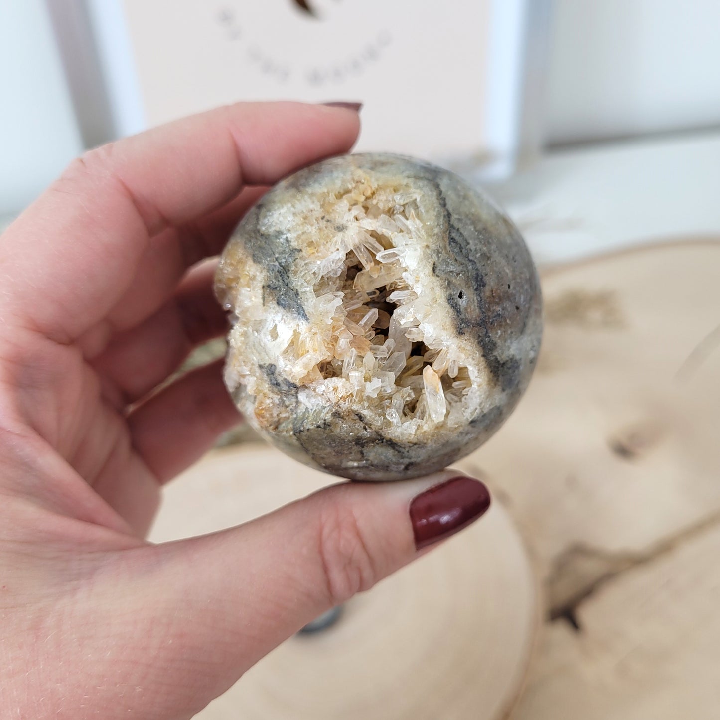 Bergkristall Opalgestein Kugel 5,4cm Durchmesser, 205g