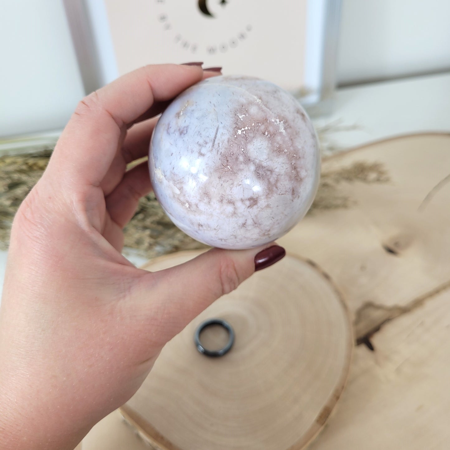 Blumenachat Kugel 6,3cm Durchmesser