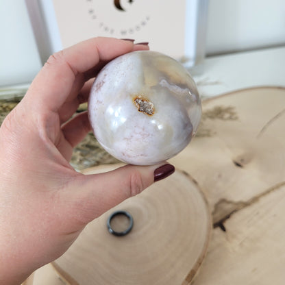 Blumenachat Kugel 6,3cm Durchmesser