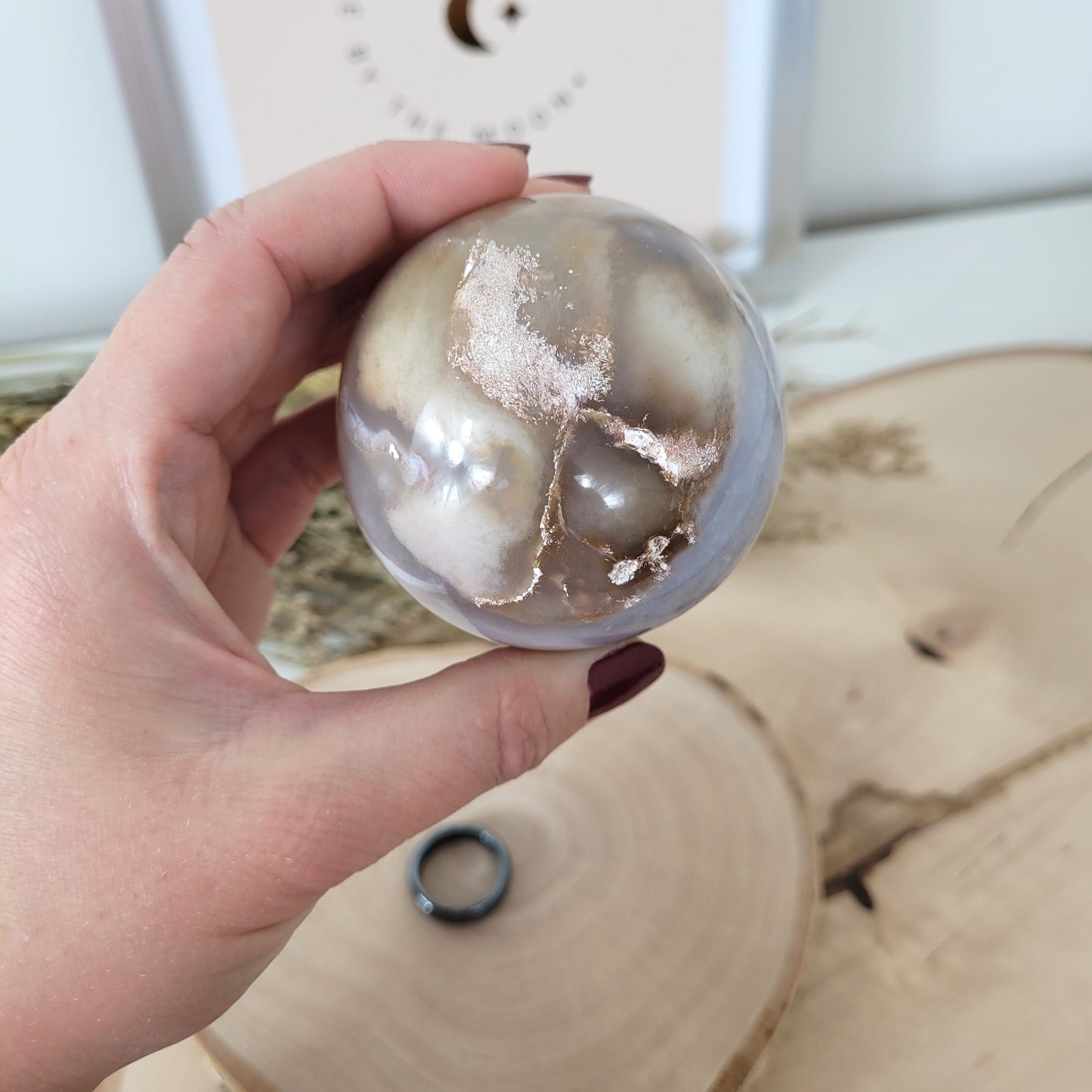 Blumenachat Kugel 6,3cm Durchmesser