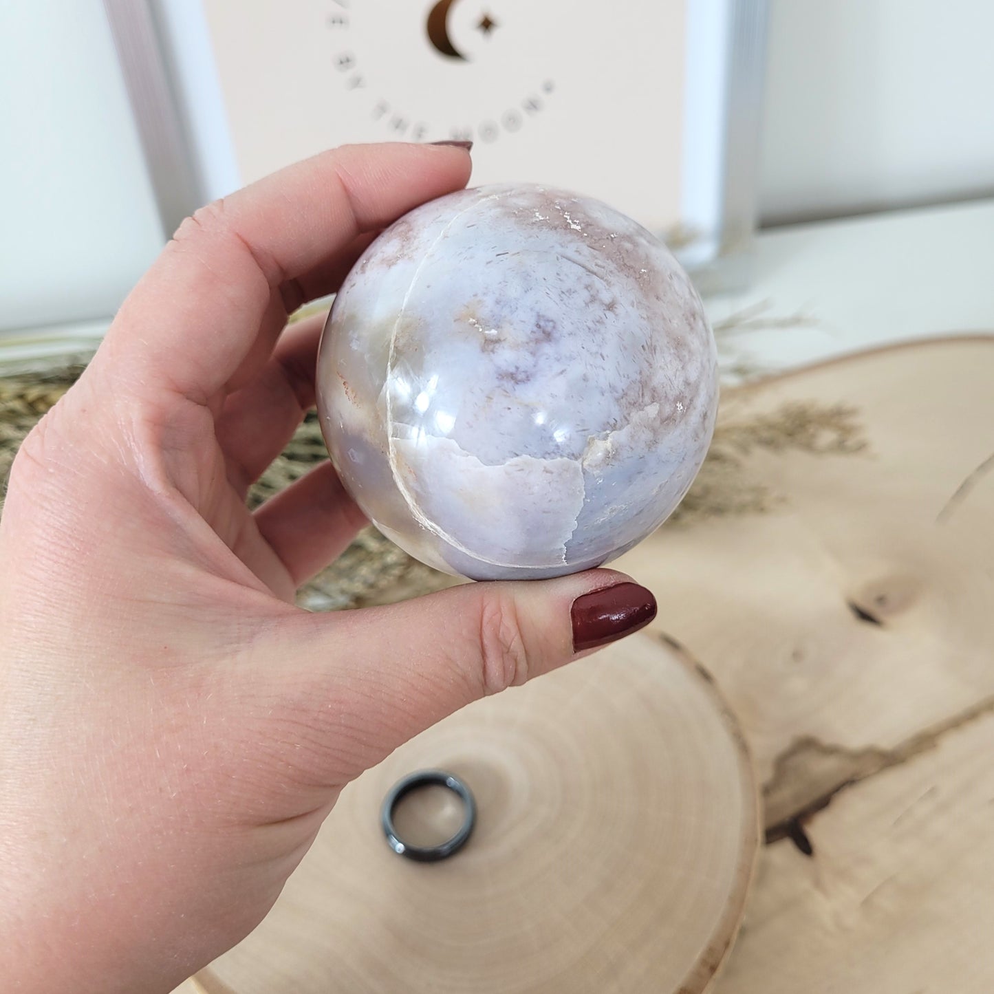 Blumenachat Kugel 6,3cm Durchmesser