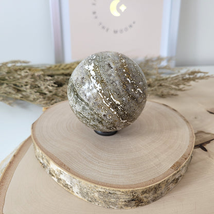 Ozean Chalcedon Kugel Druzy Sphärolith Chalcedon 6,9cm Durchmesser, 435g