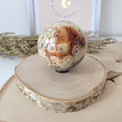 Crazy Lace Achat Kugel Druzy Mexikanischer Achat 7,5cm Durchmesser, 592g