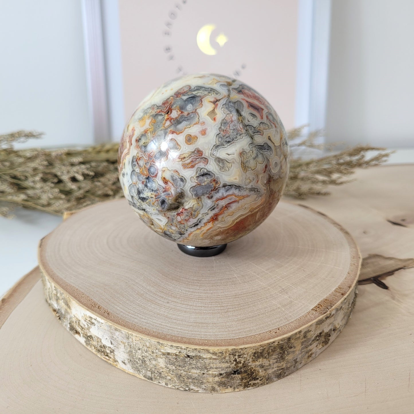 Crazy Lace Achat Kugel Druzy Mexikanischer Achat 7,5cm Durchmesser, 592g