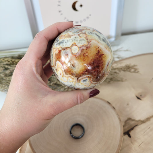 Crazy Lace Achat Kugel Druzy Mexikanischer Achat 7,5cm Durchmesser, 592g