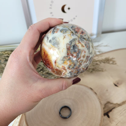 Crazy Lace Achat Kugel Druzy Mexikanischer Achat 7,5cm Durchmesser, 592g