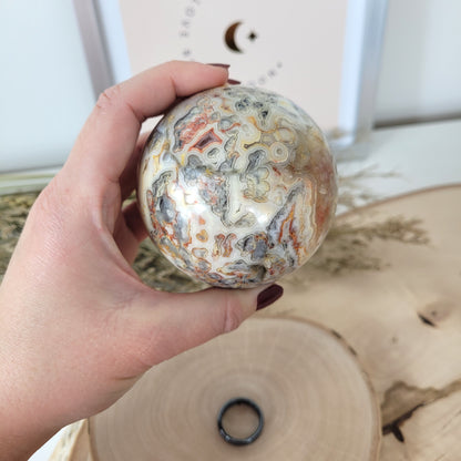 Crazy Lace Achat Kugel Druzy Mexikanischer Achat 7,5cm Durchmesser, 592g