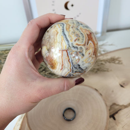 Crazy Lace Achat Kugel Druzy Mexikanischer Achat 7,5cm Durchmesser, 592g