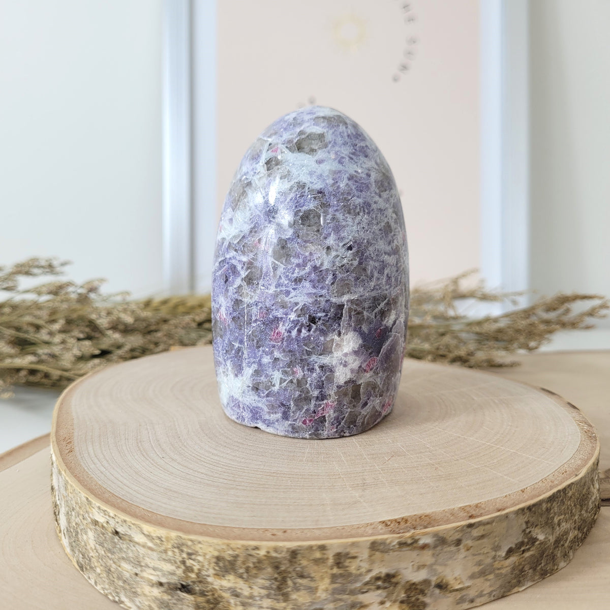 Unicorn Stone Pinker Turmalin in Lepidolith und Feldspat Freiform 8,3 x 5,4cm, 405g