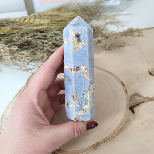 Dendriten Achat Turm 11,3 x 3,4 cm, 192g