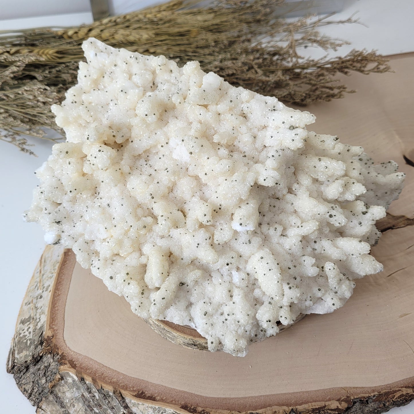 Stalaktitischer Calcit mit Pyrit Dodekaeder Kristallen 15,4 x 12,3cm, 1,6kg, aus Rumänien Cavnic Sammlermineralien