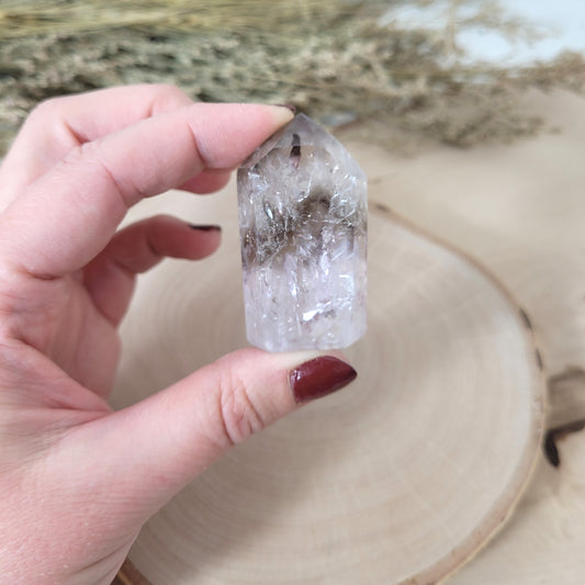 Amethyst mit Rauchquarz Spitze 4,7 x 2,6cm, 39g