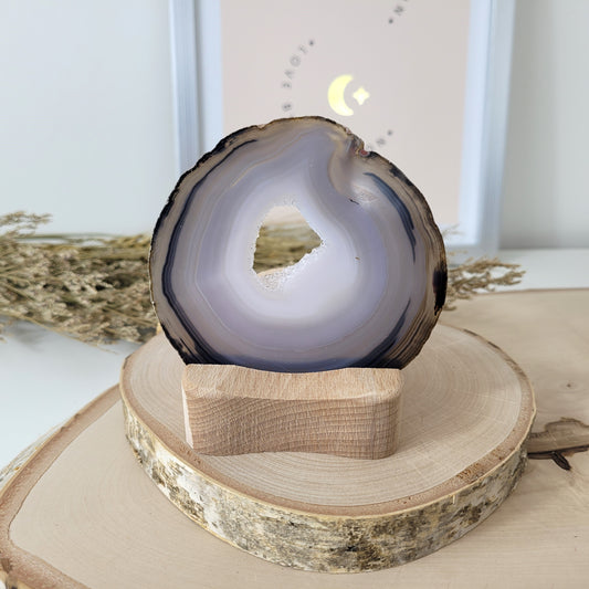 Achat Scheibe 9,3 x 9,5cm inklusive Holzaufsteller Teelichthalter