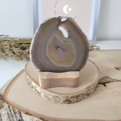 Achat Scheibe 10,3 x 9,9cm inklusive Holzaufsteller Teelichthalter