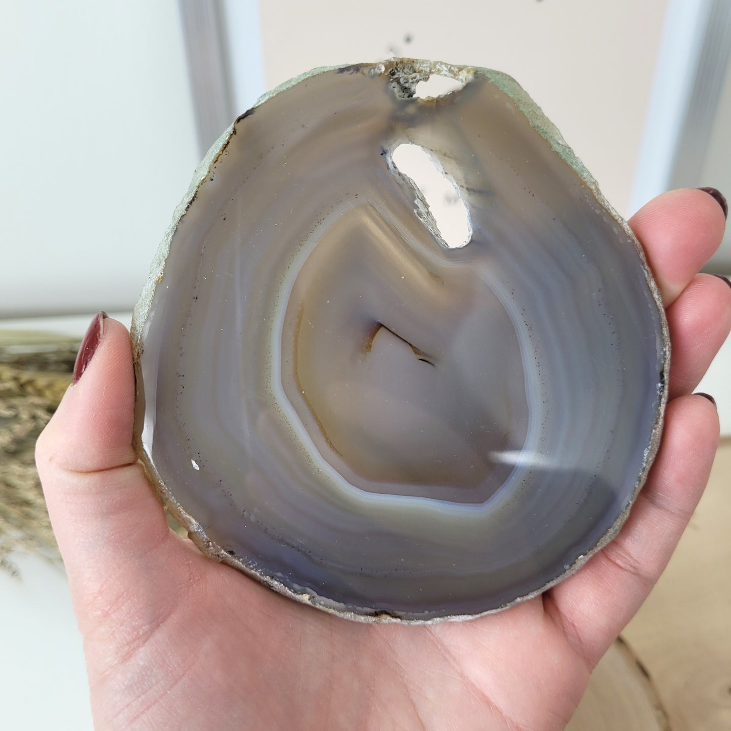 Achat Scheibe 10,3 x 9,9cm inklusive Holzaufsteller Teelichthalter