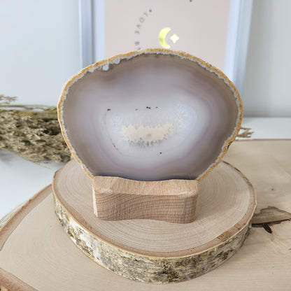 Achat Scheibe 9,6 x 11,3cm inklusive Holzaufsteller Teelichthalter