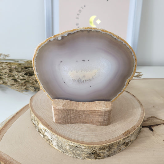 Achat Scheibe 9,6 x 11,3cm inklusive Holzaufsteller Teelichthalter