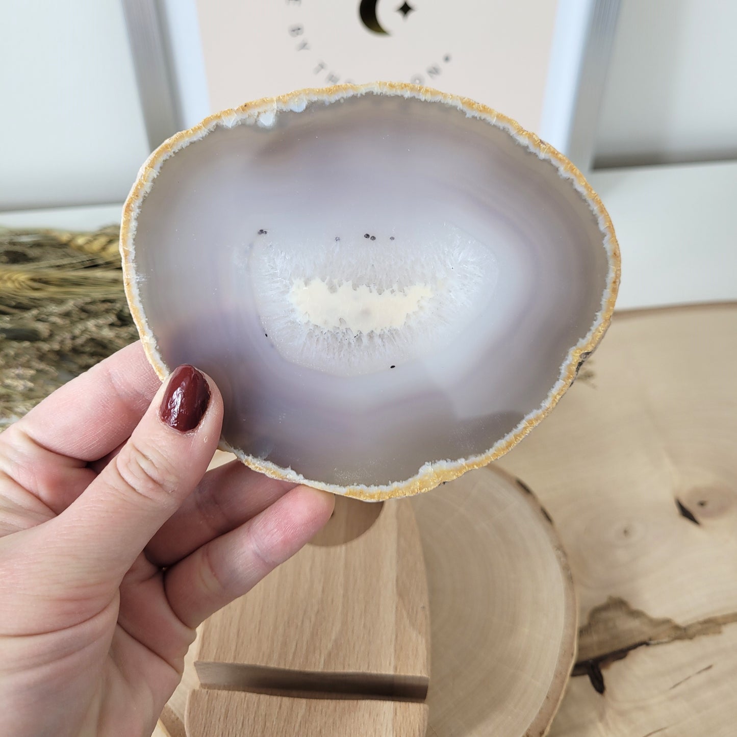 Achat Scheibe 9,6 x 11,3cm inklusive Holzaufsteller Teelichthalter