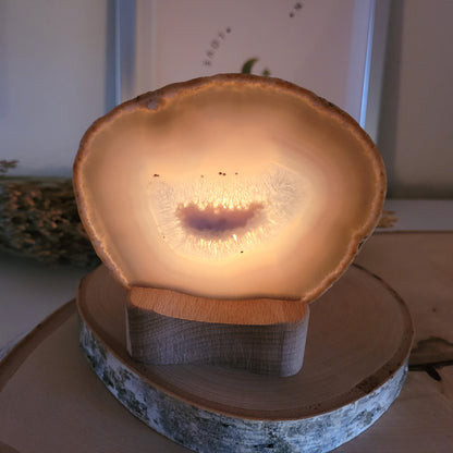 Achat Scheibe 9,6 x 11,3cm inklusive Holzaufsteller Teelichthalter