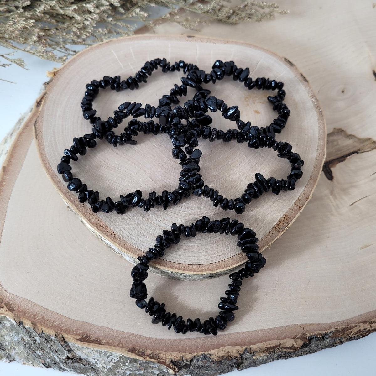 Turmalin schwarz Schörl Splitterarmband