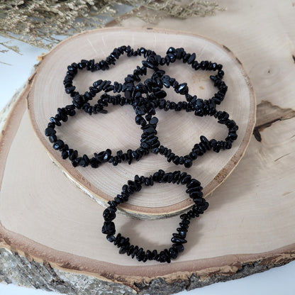 Turmalin schwarz Schörl Splitterarmband