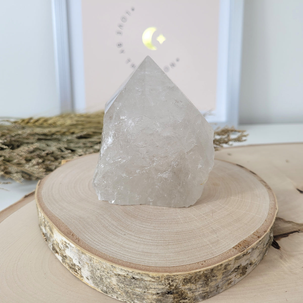 Bergkristall Naturspitze Rohkristall mit polierter Spitze 8,5 x 6,8cm, 400g