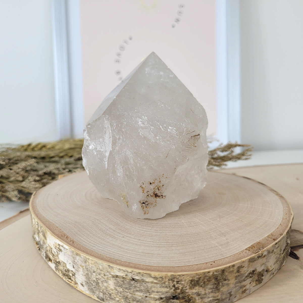 Bergkristall Naturspitze Rohkristall mit polierter Spitze 8,5 x 6,8cm, 400g
