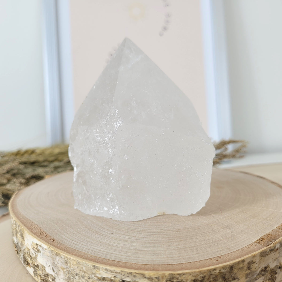 Bergkristall Naturspitze Rohkristall mit polierter Spitze 8,1 x 6,7cm, 291g