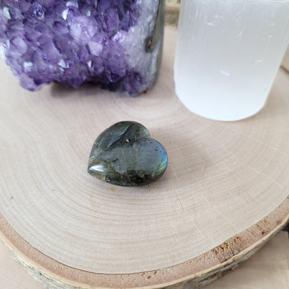 Set "Traumhüter" Amethyst Kristalldruse, Selenit Turm, Labradorit Herz, mit kraftvoller Set Beschreibung