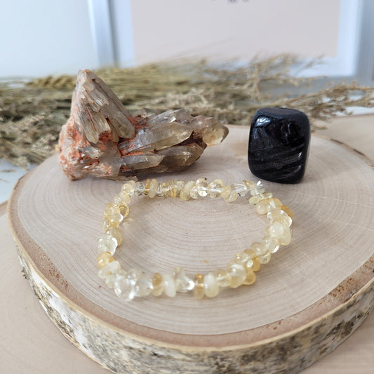 Set "Inneres Feuer" Kundalini Citrin, Citrin Armband, Hypersthen Trommelstein, mit kraftvoller Set Beschreibung