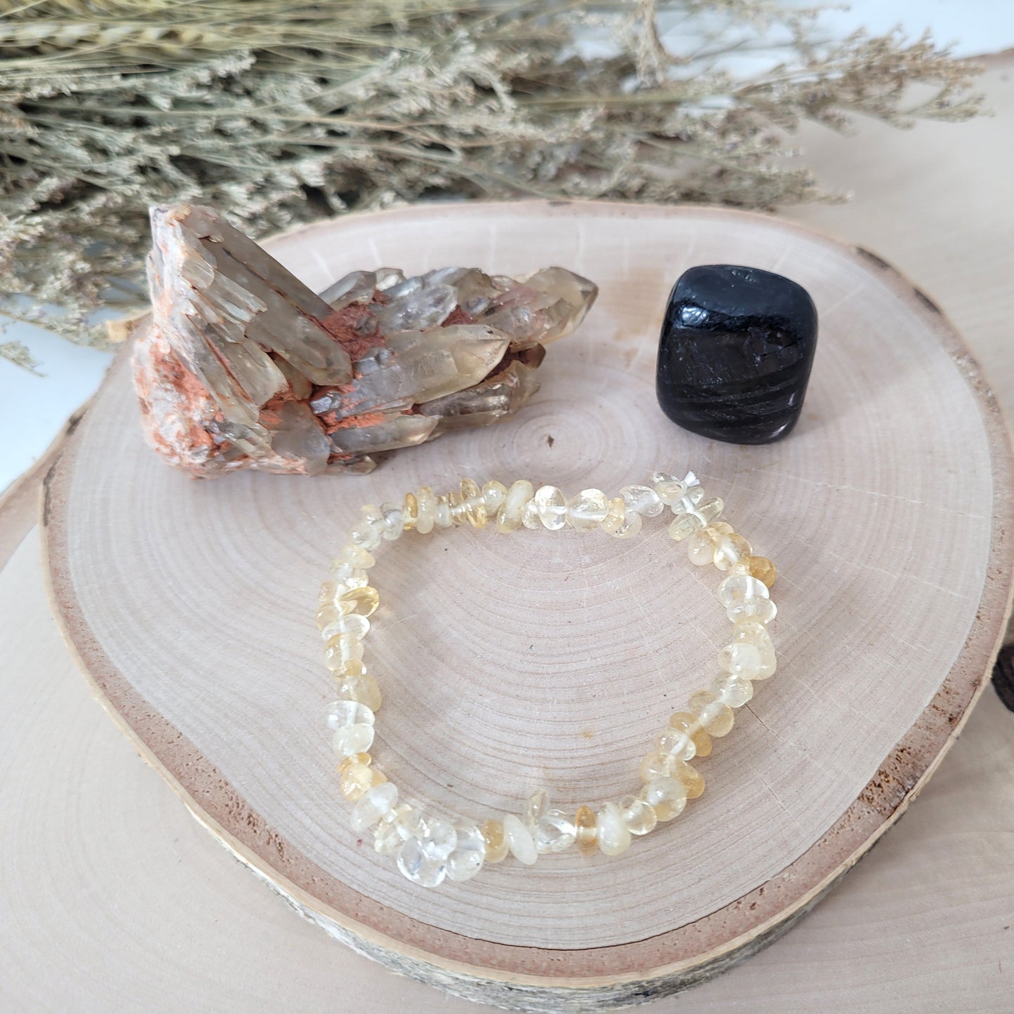 Set "Inneres Feuer" Kundalini Citrin, Citrin Armband, Hypersthen Trommelstein, mit kraftvoller Set Beschreibung