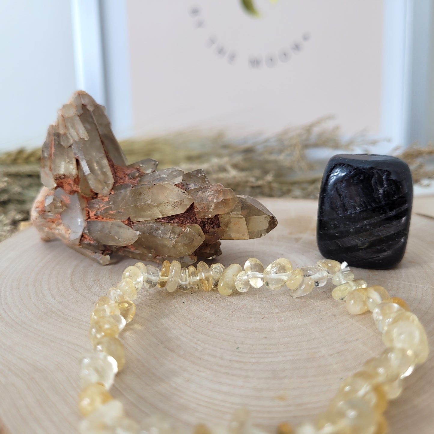 Set "Inneres Feuer" Kundalini Citrin, Citrin Armband, Hypersthen Trommelstein, mit kraftvoller Set Beschreibung