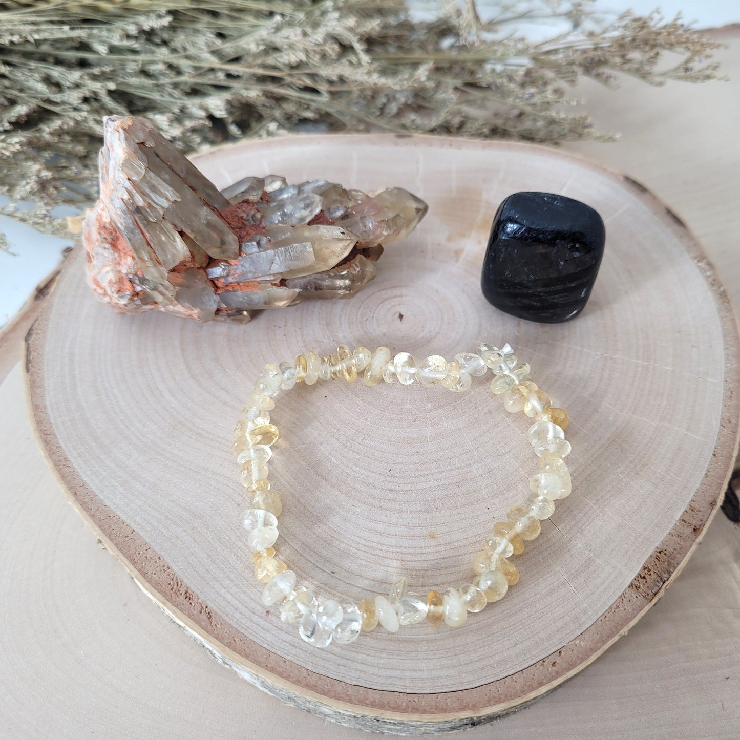 Set "Inneres Feuer" Kundalini Citrin, Citrin Armband, Hypersthen Trommelstein, mit kraftvoller Set Beschreibung