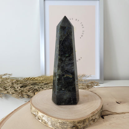 Labradorit Turm 17,5 x 5,5cm, 605g