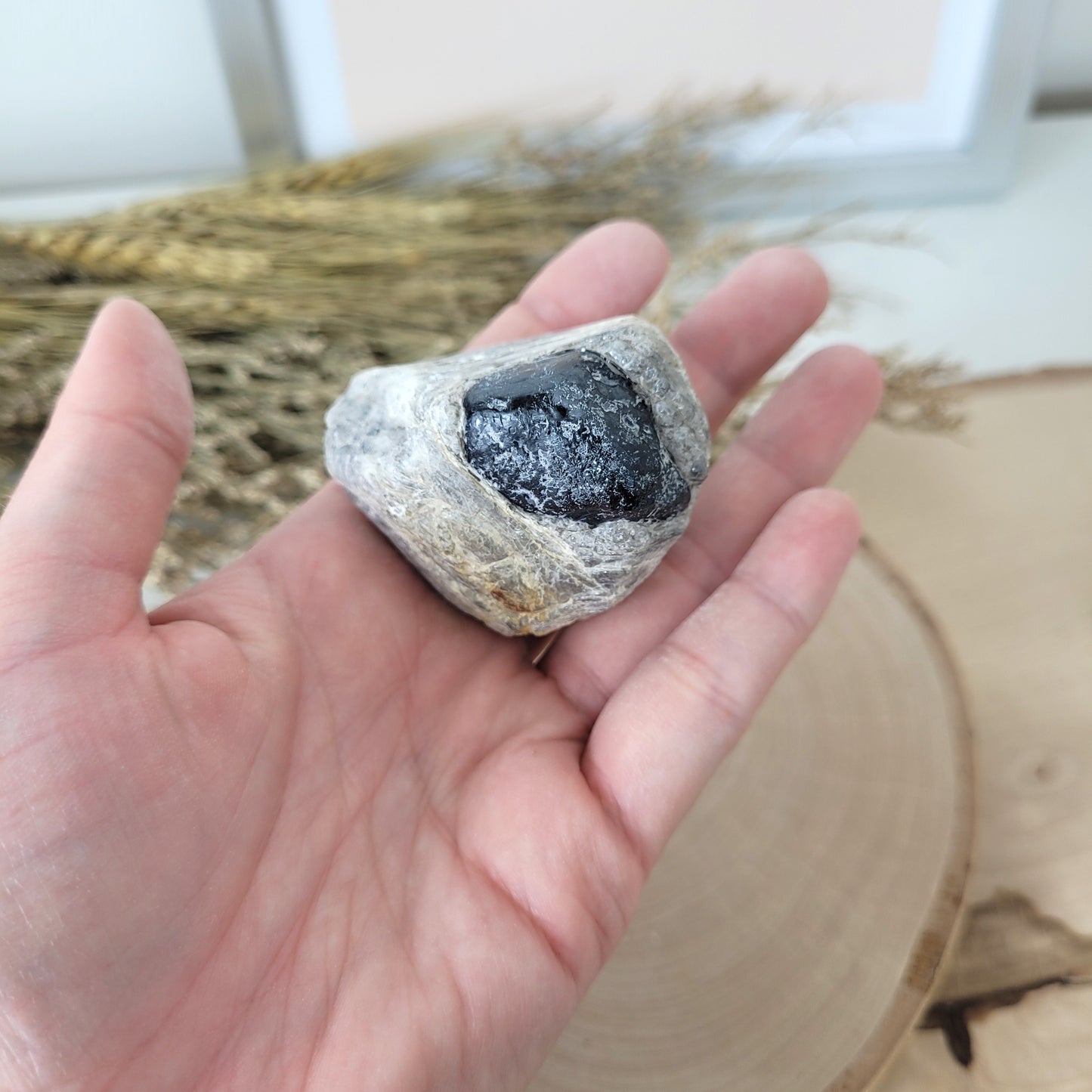 Apachenträne Rauchobsidian in Muttergestein aus Arizona