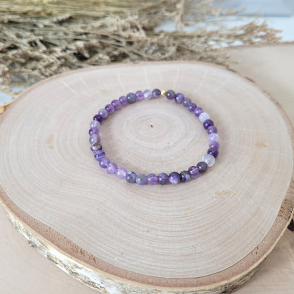 Amethyst Armband Kugeln 5 mm mit Silber 925 vergoldet Perle