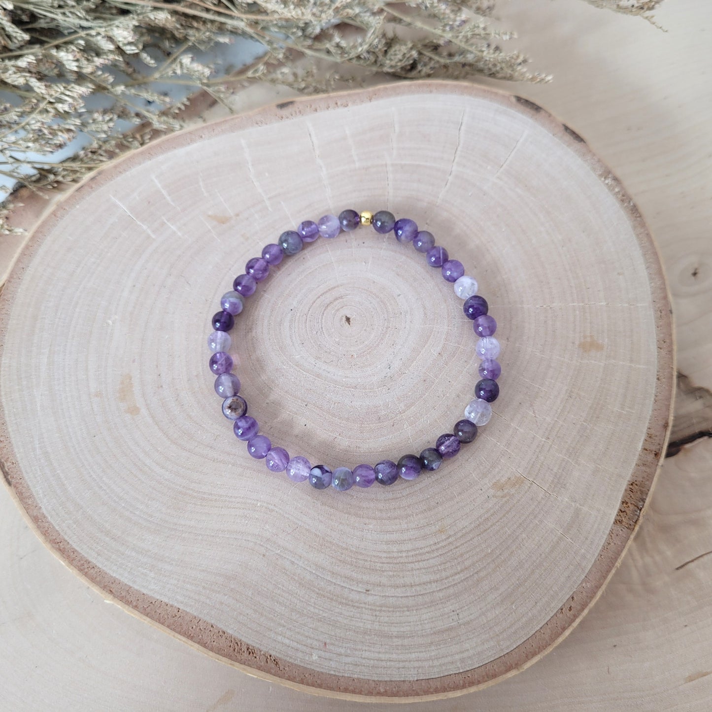 Amethyst Armband Kugeln 5 mm mit Silber 925 vergoldet Perle