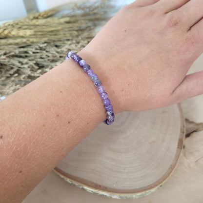 Amethyst Armband Kugeln 5 mm mit Silber 925 vergoldet Perle