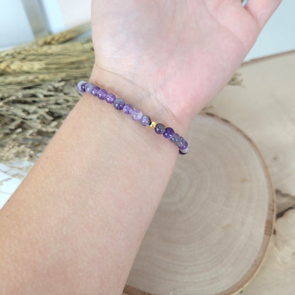 Amethyst Armband Kugeln 5 mm mit Silber 925 vergoldet Perle