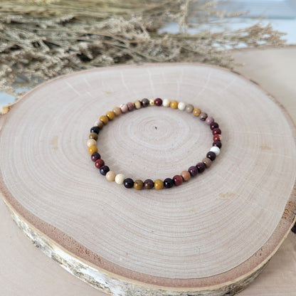 Mookait Armband Kugeln 4 mm mit Silber 925 vergoldet Perle