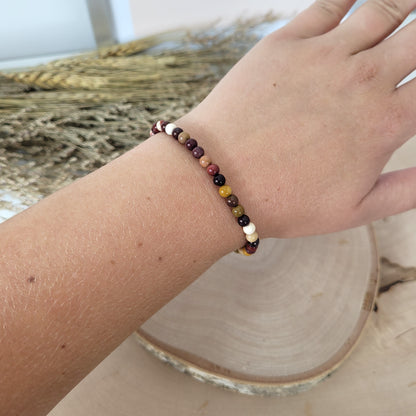 Mookait Armband Kugeln 4 mm mit Silber 925 vergoldet Perle