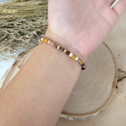 Mookait Armband Kugeln 4 mm mit Silber 925 vergoldet Perle